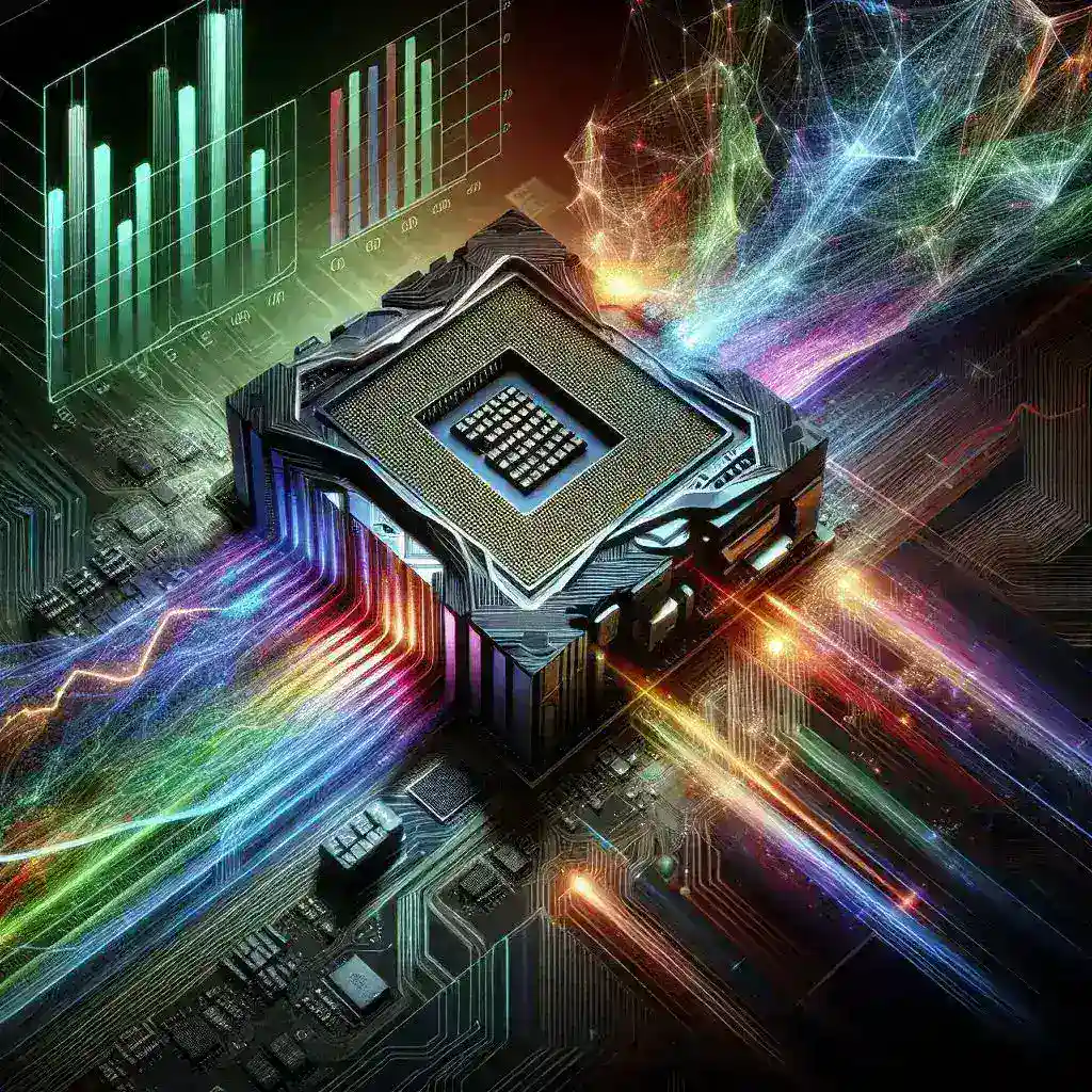 "Close-up image of the GB205 GPU showcasing its advanced cooling system and futuristic design, highlighting expected features and performance improvements for gamers and designers."